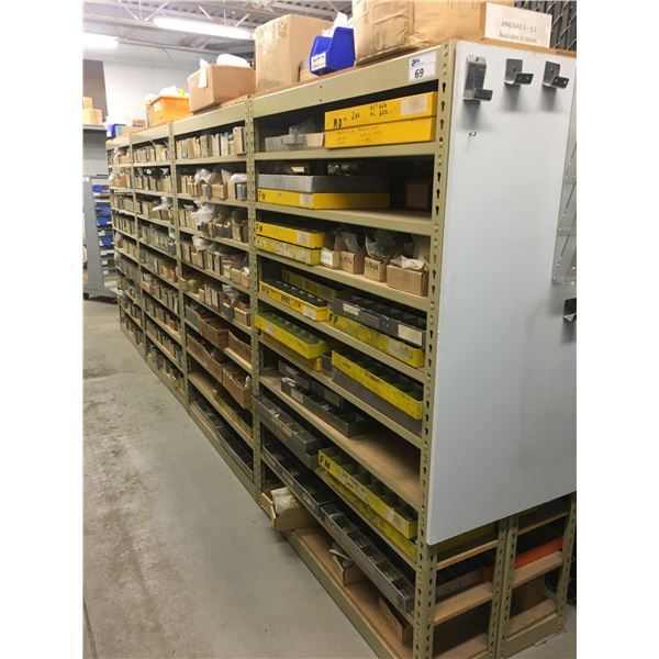 GROUP OF 8 METAL SHELF RACKING UNITS & CONTENTS-ASSORTED HARDWARE ...
