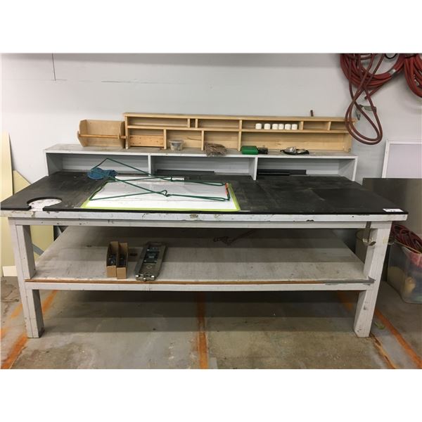 WOODEN WORKSHOP BENCH-APPROX.8FT X 3 1/2FT X 4 1/2FT