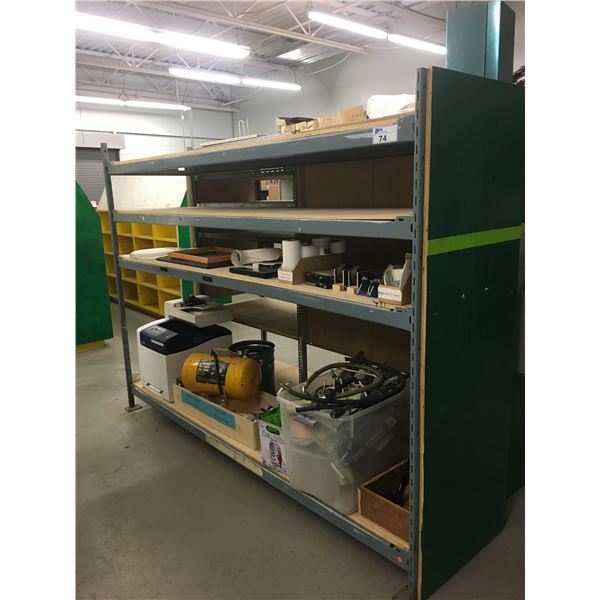 METAL SHELF RACKING UNIT & CONTENTS - APPROX 8FT X 6FT X 2FT