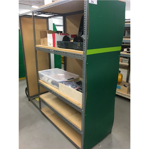 METAL SHELF RACKING UNIT & CONTENTS - APPROX 6FT X 6FT X 2FT