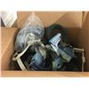 Image 2 : 3 BOXES OF 727 COCKPIT ITEMS-OXYGEN MASKS, SMOKE GOGGLES, ETC