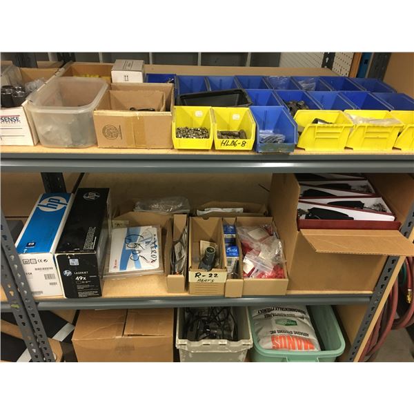 6 SHELVES OF ASSORTED MISCELLANEOUS ITEMS (SHELF RACK NOT INCLUDED)