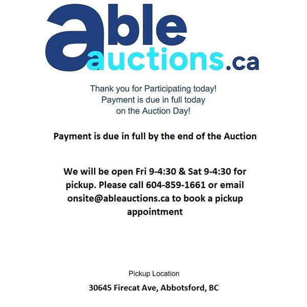 ALL ITEMS MUST BE REMOVED BY FRI SEPT 1 & SAT SEP 2, 9AM-4:30PM BY APPOINTMENT