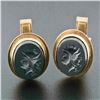 Image 6 : Vintage Men 18k Gold Oval Carved Intaglio Gray Hematite Knight Trojan Cuff Links