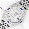 Image 2 : Rolex Ladies Quickset Silver Index Diamond Lugs & Sapphire Datejust Wristwatch