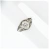 Image 3 : Antique Art Deco 18K White Gold Old European Diamond w/ Domed Filigree Work Ring