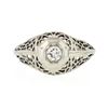 Image 4 : Antique Art Deco 18K White Gold Old European Diamond w/ Domed Filigree Work Ring