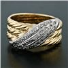 Image 2 : Vintage Mens 14K TT Gold .30 ctw Diamond Wrap Textured Triple Cable Wide Band Ri