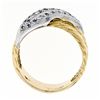 Image 9 : Vintage Mens 14K TT Gold .30 ctw Diamond Wrap Textured Triple Cable Wide Band Ri
