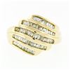 Image 4 : 14k Yellow Gold 1.15 ctw 5 Channel Baguette Diamond Wide Tiered Swirl Band Ring