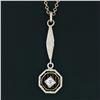 Image 5 : Antique Art Deco 14k Gold Diamond Drop Pendant Necklace w/ Original 17.5" Chain