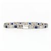 Image 3 : Antique Art Deco 18k Gold 1.10 ctw European Diamond & Syn. Sapphire Line Bracele