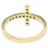 Image 5 : NEW 14k Yellow Gold 0.25 ctw Round Green Emerald Curved Sideways Cross Band Ring