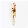 Image 5 : Retro Vintage 14k Gold Citrine Flower Red Stone Pearl Bow Ribbon Brooch Pendant