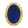 Image 2 : Antique Etruscan Revival 14k Gold GIA Carved Oval Blue Lapis Pendant or Brooch