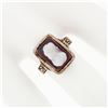 Image 3 : Antique 1878 Victorian 14k Rose Gold Carved Agate Hardstone Cameo Etched Ring