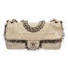 Image 1 : Chanel Light Grey Lambskin Leather Fringe Flap Shoulder Bag
