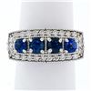 Image 1 : NEW 14K White Gold 2.07 ctw Round Sapphire & Diamond Milgrain Etched Band Ring