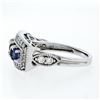 Image 5 : NEW 14K White Gold 2.07 ctw Round Sapphire & Diamond Milgrain Etched Band Ring