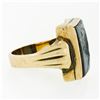 Image 5 : Antique Mens 10K Yellow Gold Rectangular Carved Hematite Intaglio Solitaire Ring