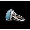 Image 3 : 14KT White Gold 7.60 ctw Aquamarine and Diamond Ring