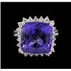 Image 2 : 14KT White Gold 12.95 ctw GIA Certified Tanzanite and Diamond Ring