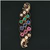 Image 6 : Antique Arts & Crafts 14k Gold GIA Sapphire Ruby & Emerald Swirl Leaf Brooch Pin