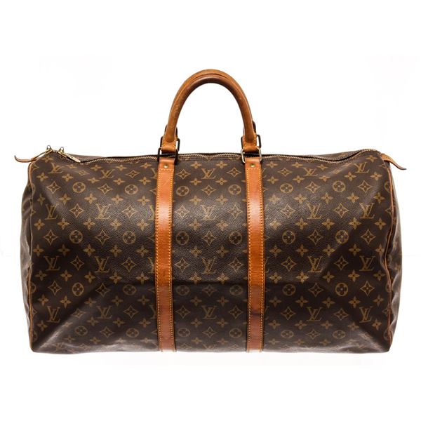 Louis Vuitton Brown Monogram Canvas Keepall 55 Travel Bag