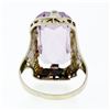 Image 5 : Antique Art Deco 14k White Gold Faceted Purple Stone Etched Filigree Dinner Ring