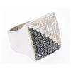 Image 2 : Large 18k White Gold 3.60 ctw Black & White Diamond Square Cushion Ladies Ring