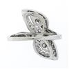 Image 7 : Vintage 14k White Gold 0.84 ctw Round Baguette Cut Diamond Pear Leaf Bypass Ring