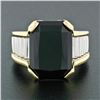 Image 2 : Vintage Unisex 18k Gold & Platinum Large Rectangular Black Onyx Step Design Ring