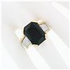Image 3 : Vintage Unisex 18k Gold & Platinum Large Rectangular Black Onyx Step Design Ring