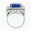Image 7 : Estate Platinum 12.53 ctw GIA Tanzanite Emerald & Diamond Cocktail Statement Rin