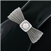 Image 6 : Estate 18k White Gold 6.5" Wide Scrunched Mesh Link Bracelet w/ 10mm Mabe Pearl