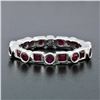 Image 2 : 18k White Gold 1.42 ctw Round & Square Milgrain Bezel Ruby Eternity Band Ring