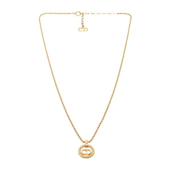 Christian Dior Gold-tone CD Pendant Charm Necklace