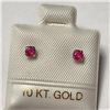 Image 3 : 14K Gold Genuine Small Ruby Earrings, Made in Canada, Suggested Retail Value $240
