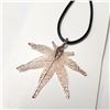 Image 2 : Natural Leaf With Leather Chord Necklace
