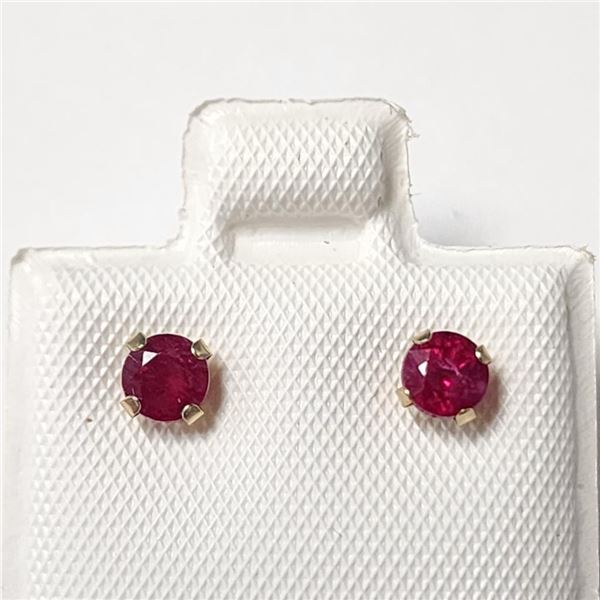14K Yellow Gold Ruby Earrings, Made in Canada, Suggested Retail Value $240