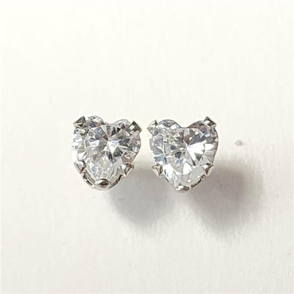 14K White Gold Cz Screwback(2ct) Earrings, Made in Canada, Suggested Retail Value $120