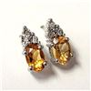 Image 2 : Silver Citrine And Diamond Earrings, Suggested Retail Value $240