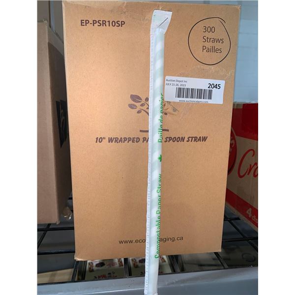 CASE LOT - 10" wrapped paper spoon straw 300 count
