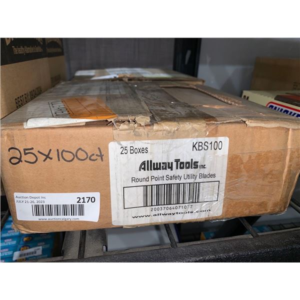 CASE LOT - Round point safety utility blades 25 boxes