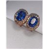 Image 2 : Natural Diamond & Sapphire 2.20 carat Oval Cut Solitaire Earring Set 14K Gold on .925 Silver -- Appr