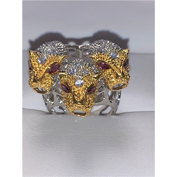 Tanzanite 5,52 Carat Sculpted Panther .925 Silver Ring - Appraisal Certificate Value $1100.00