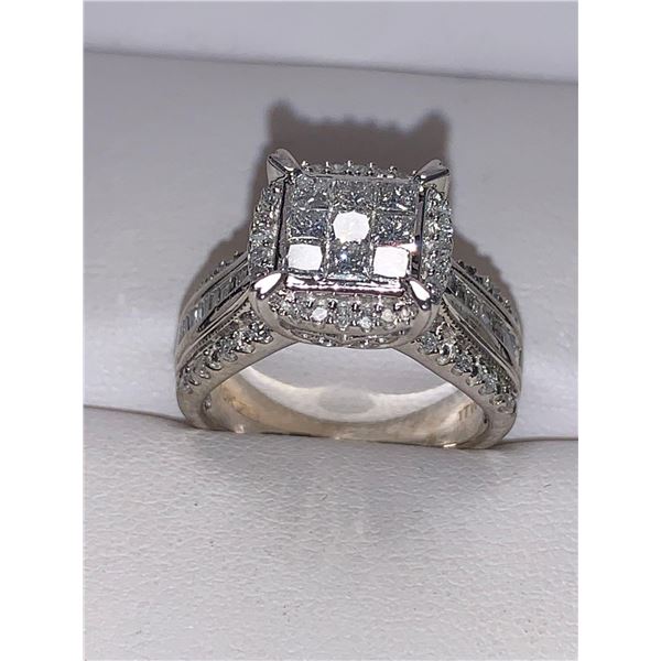 Ladies Natural 1.65 Carat Diamond Princess & Round Cut 10K Gold Ring -  Appraisal Certificate Value 