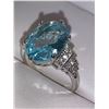 Image 2 : Ladies Aquamarine Style Oval Cut Solitaire .925 Silver Dress Ring