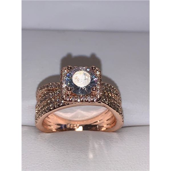 Ladies Rose .75 Carat Solitaire Rose Multi Stone Band Engagement Ring