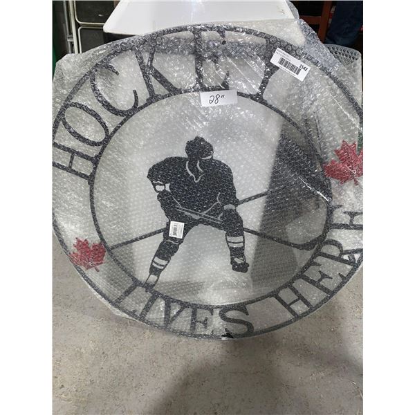 Koopers Hockey Lives Here Metal Sign- Yard Art